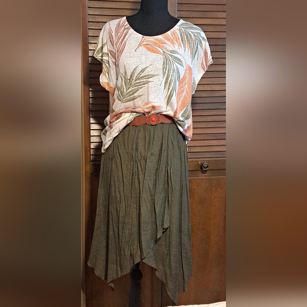 Iz Byer Olive A-Line Skirt